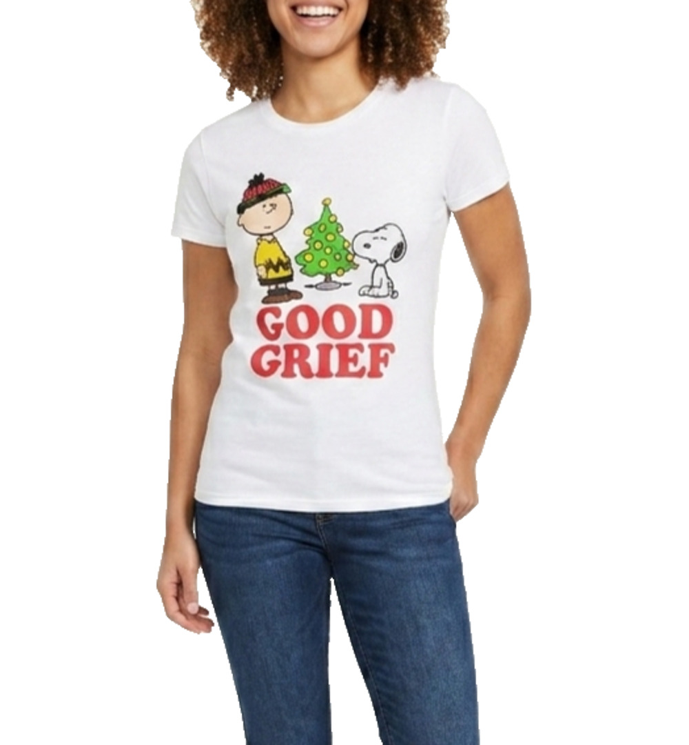 Peanuts Charlie Brown Christmas T-Shirt Womens Small White Delta Pro Weight NWOT